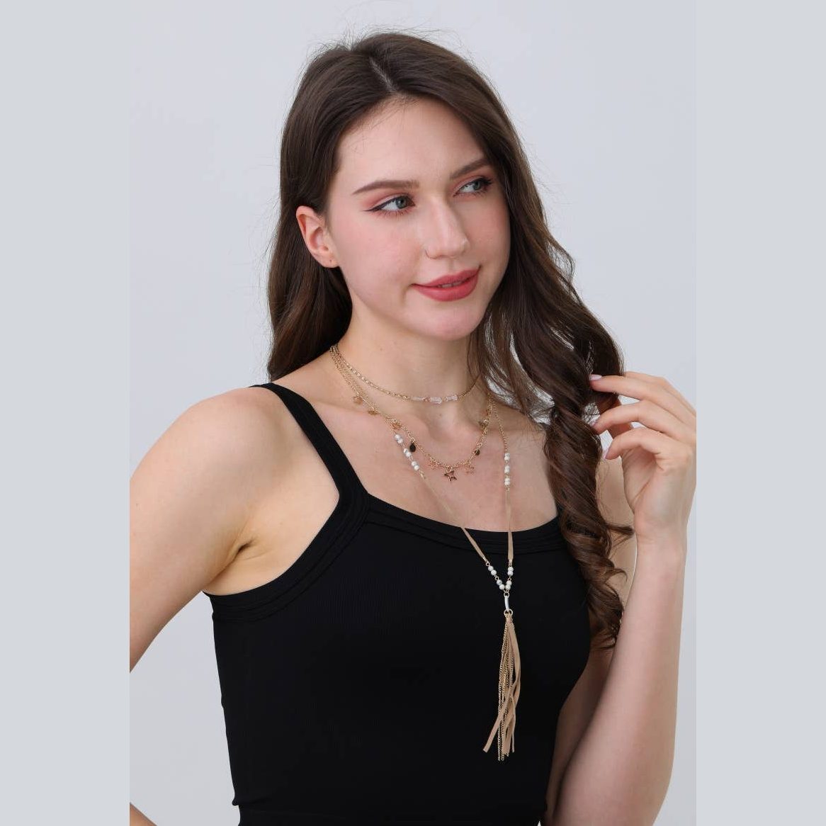 Starlit Harmony Layered Tassel Necklace