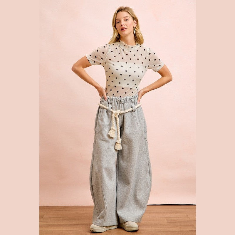 French Terry Gathered Waist Barrel Leg Sweatpants