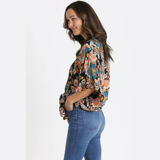Flower Party Tie Up Blouse