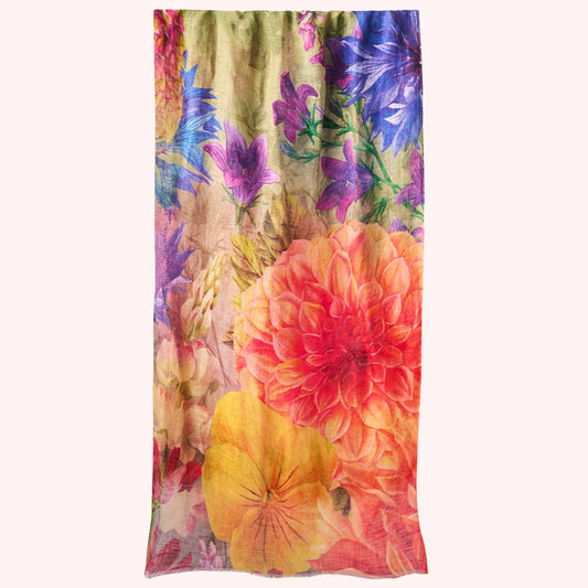 Linen/Cotton Scarf - Bountiful Blooms