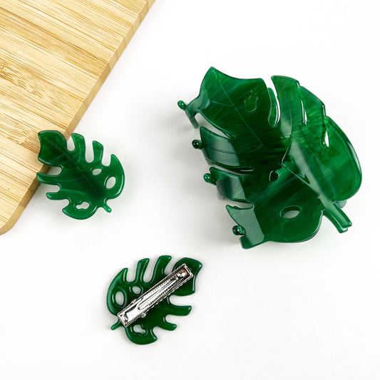 Acetate Monstera Claw Clip, Plant Leaf Hair Clips