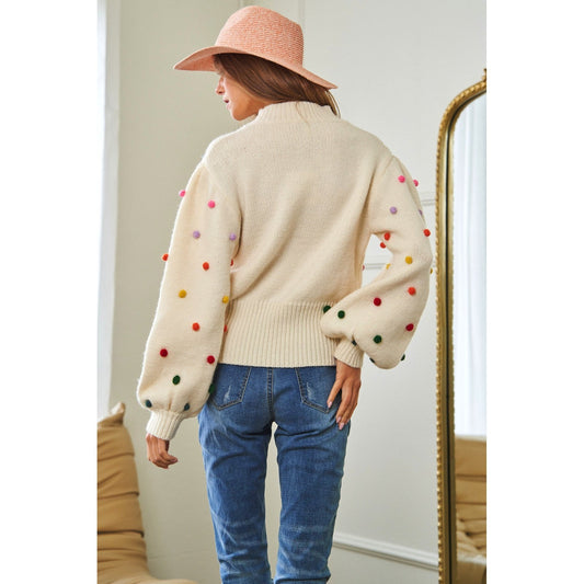 Rainbow Pom Pom Sweater