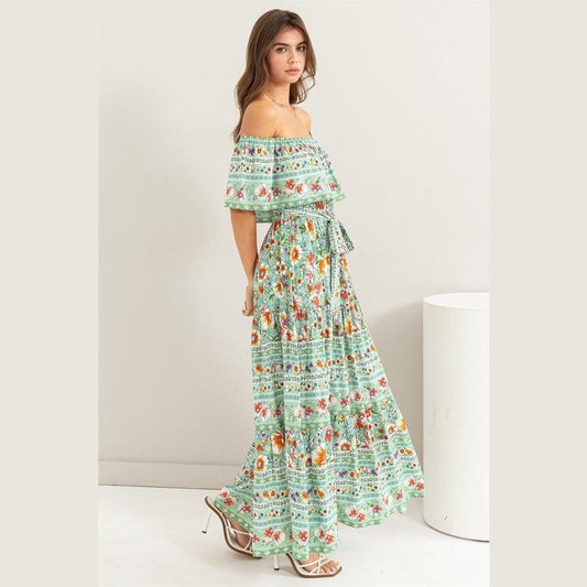 Julia Springtime Floral Off Shoulder Dress