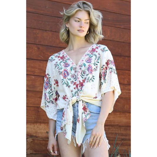 Floral Tie Up Blouse