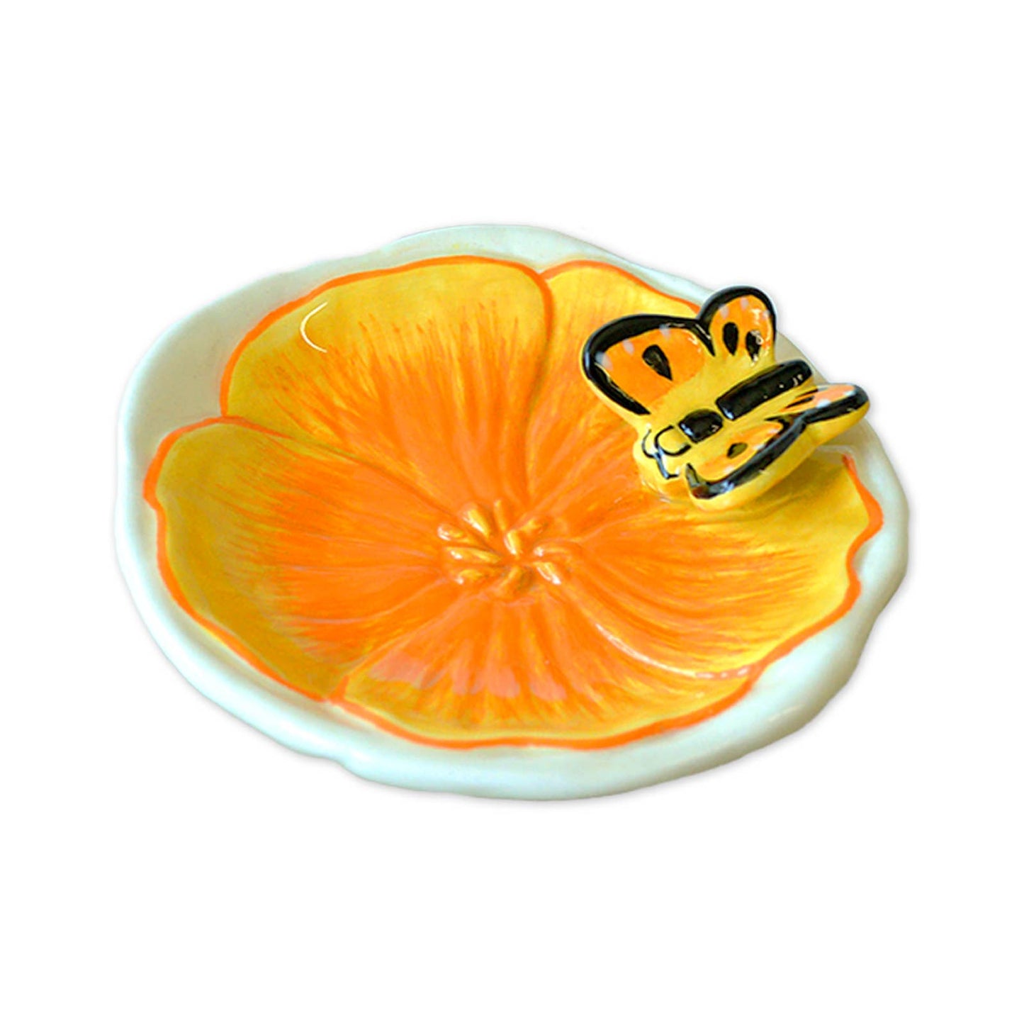 Golden Poppy Trinket Tray with Butterfly - The Feral Market