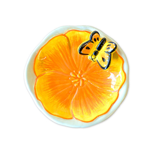 Golden Poppy Trinket Tray with Butterfly - The Feral Market