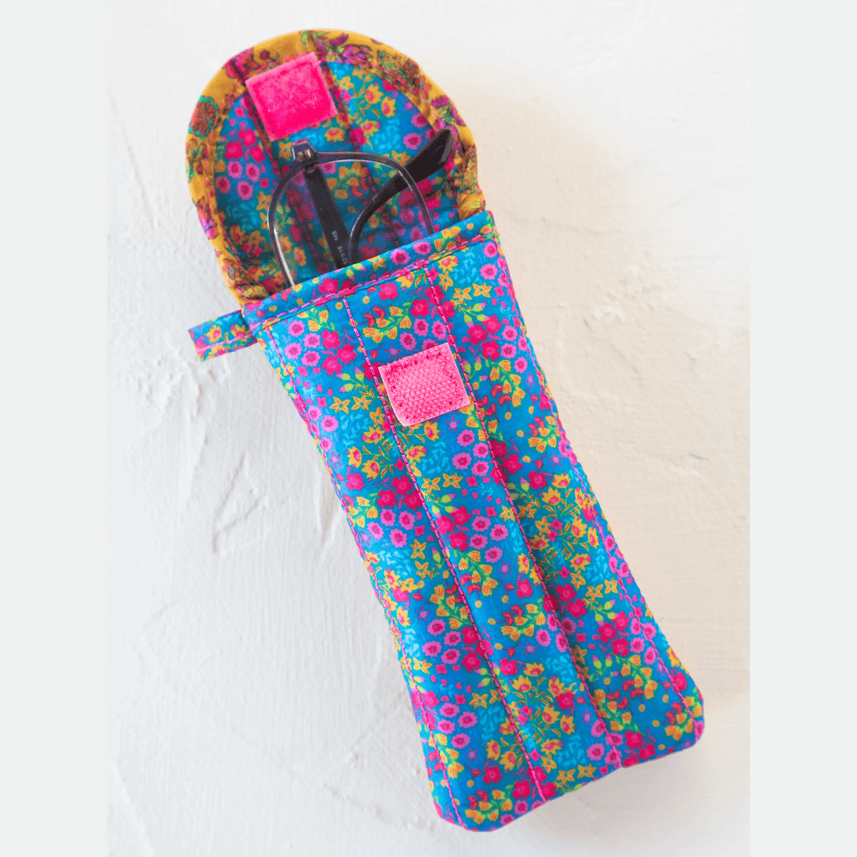 Puffy Glasses Case - Neon Turquoise Floral - The Feral Market