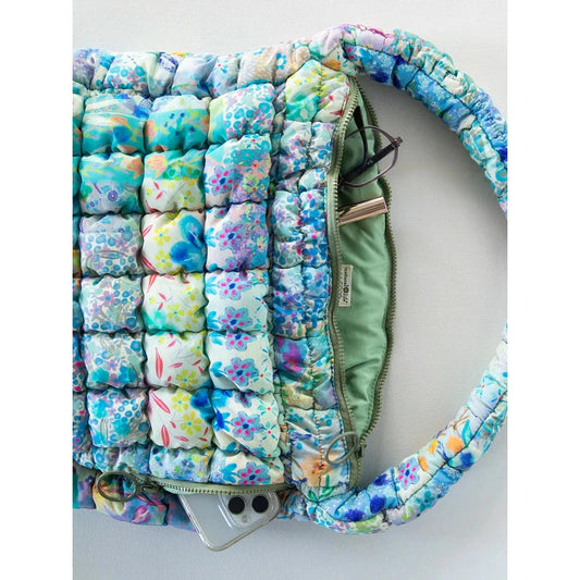 Puffy Fit-It-All Bag - Blue Watercolor Patchwork