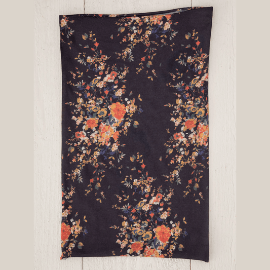 Full Boho Bandeau® Headband - Black Red Bouquets