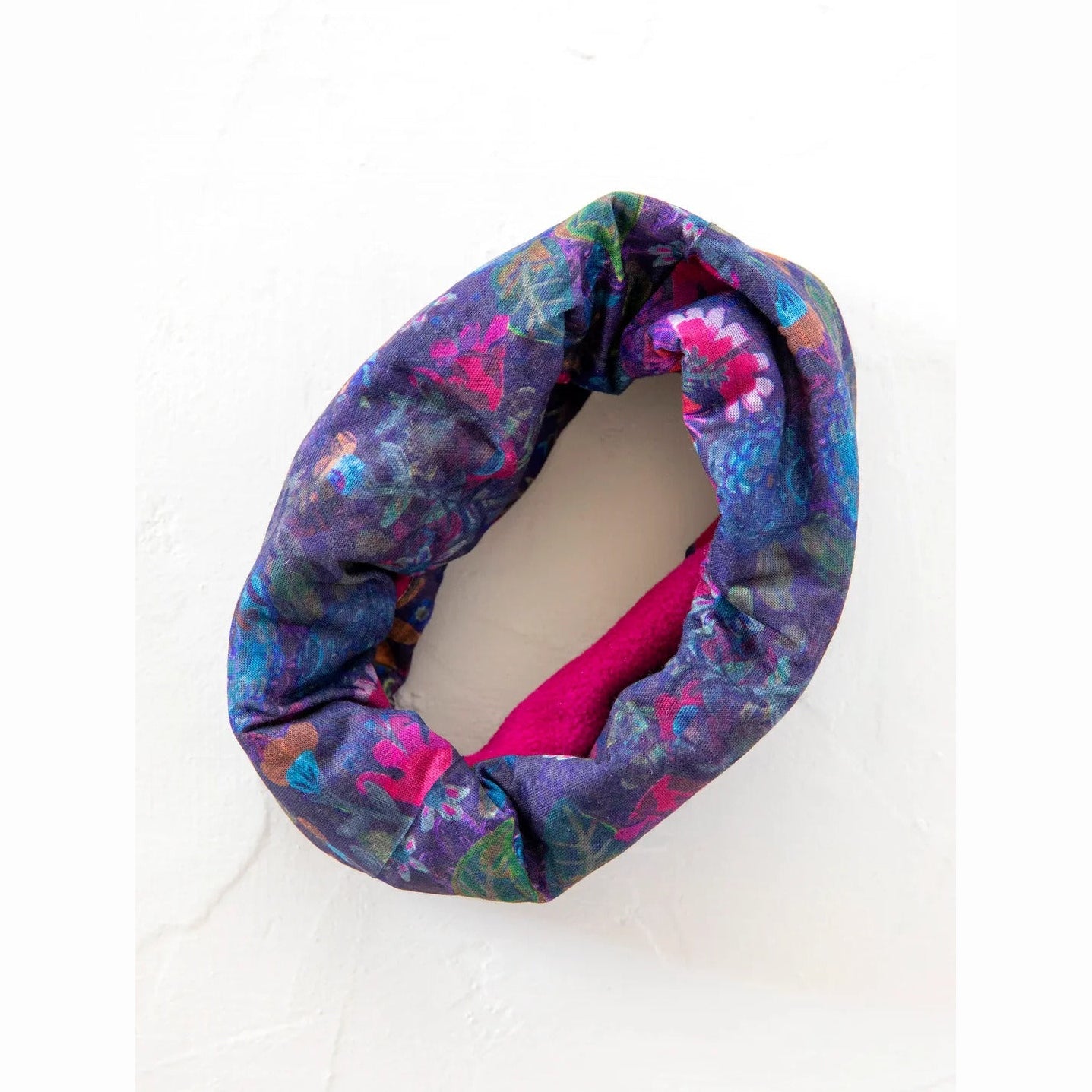 Fleece Boho Bandeau® Headband - Purple Dark Floral Garden