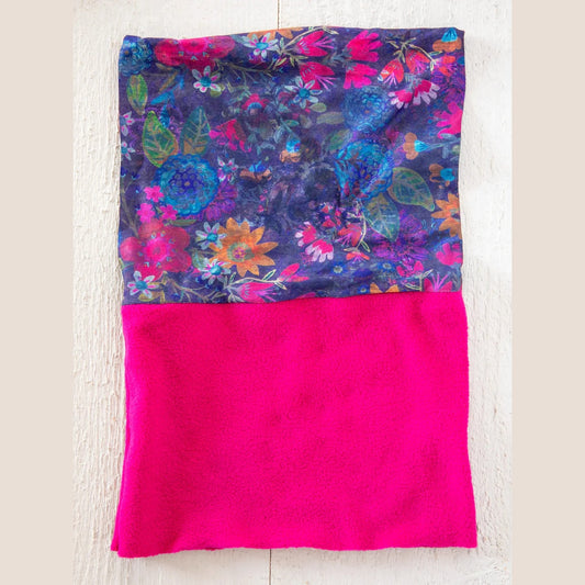 Fleece Boho Bandeau® Headband - Purple Dark Floral Garden