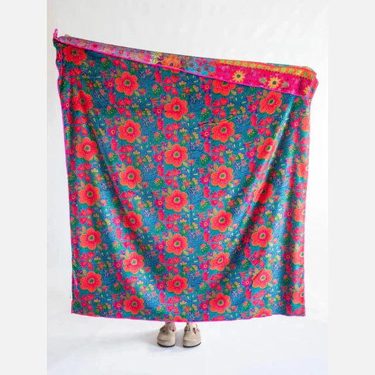 Double-Sided Cozy Throw Blanket - Bright Patchwork