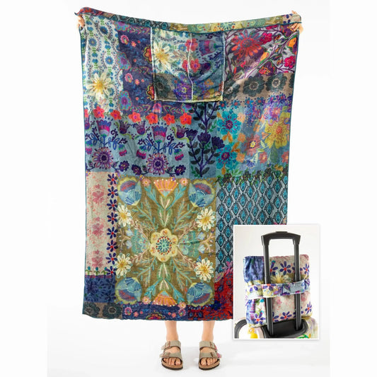 Cozy Travel Blanket - Blue Patchwork - The Feral Market