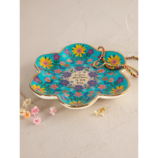 Artsy Ceramic Trinket Dish - If Friends Were Flowers