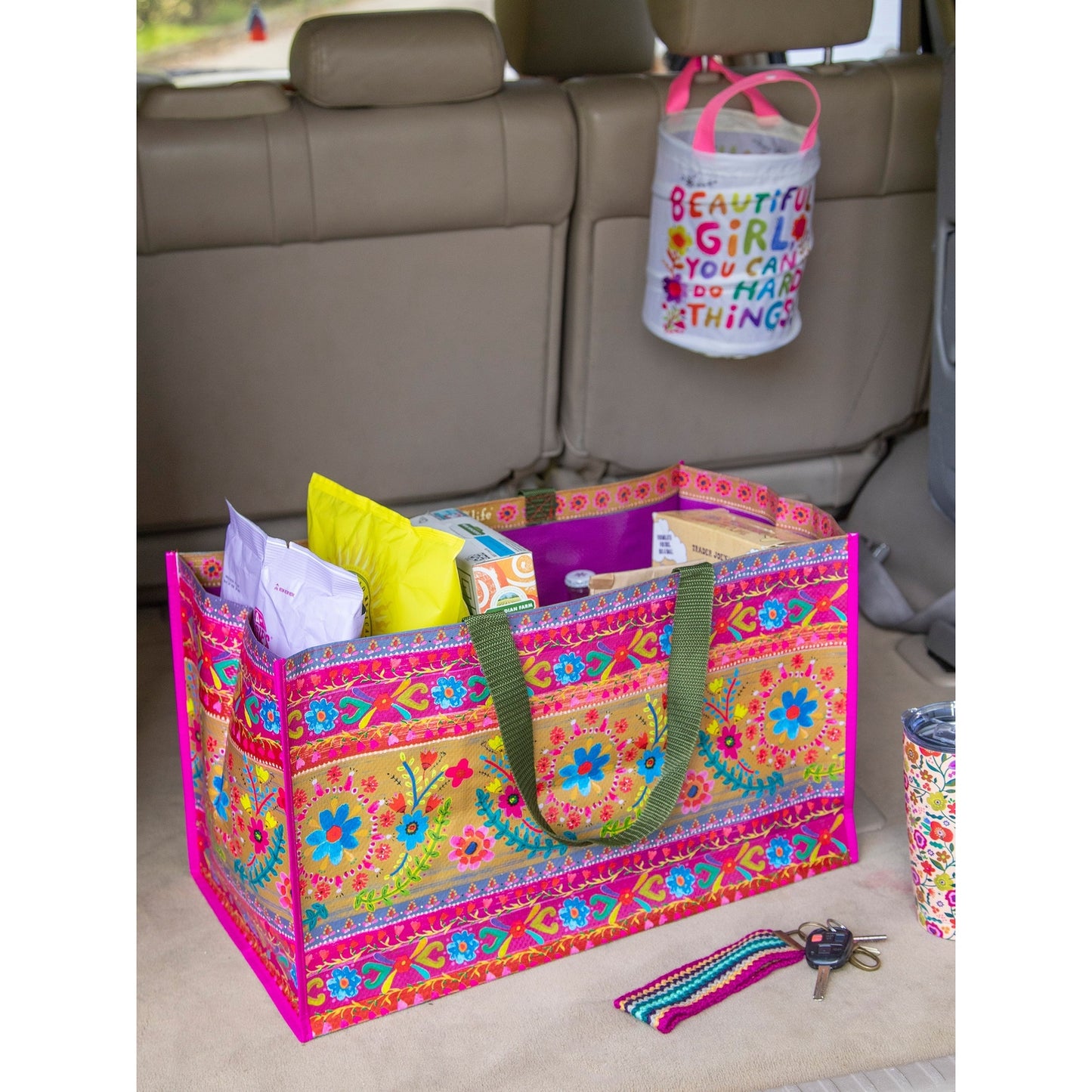 Carry All Tote Bag - Floral Border