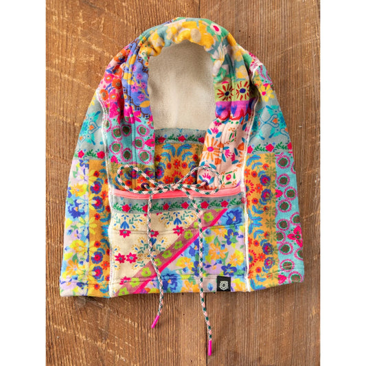 Cozy Balaclava - Pink Folk Flower Patchwork