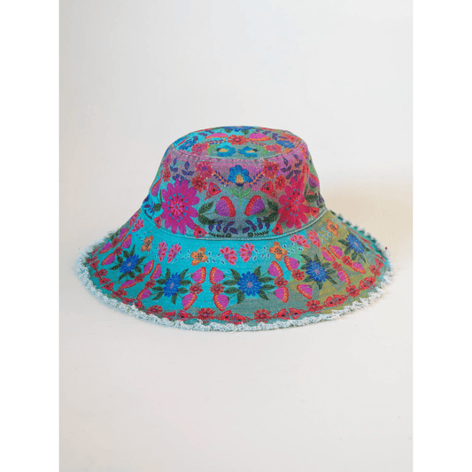 Sandy Days Bucket Hat - Teal Folk Flower