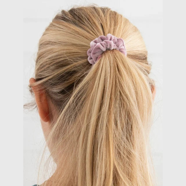 Velvet Scrunchies, Set of 5 - Light Grey