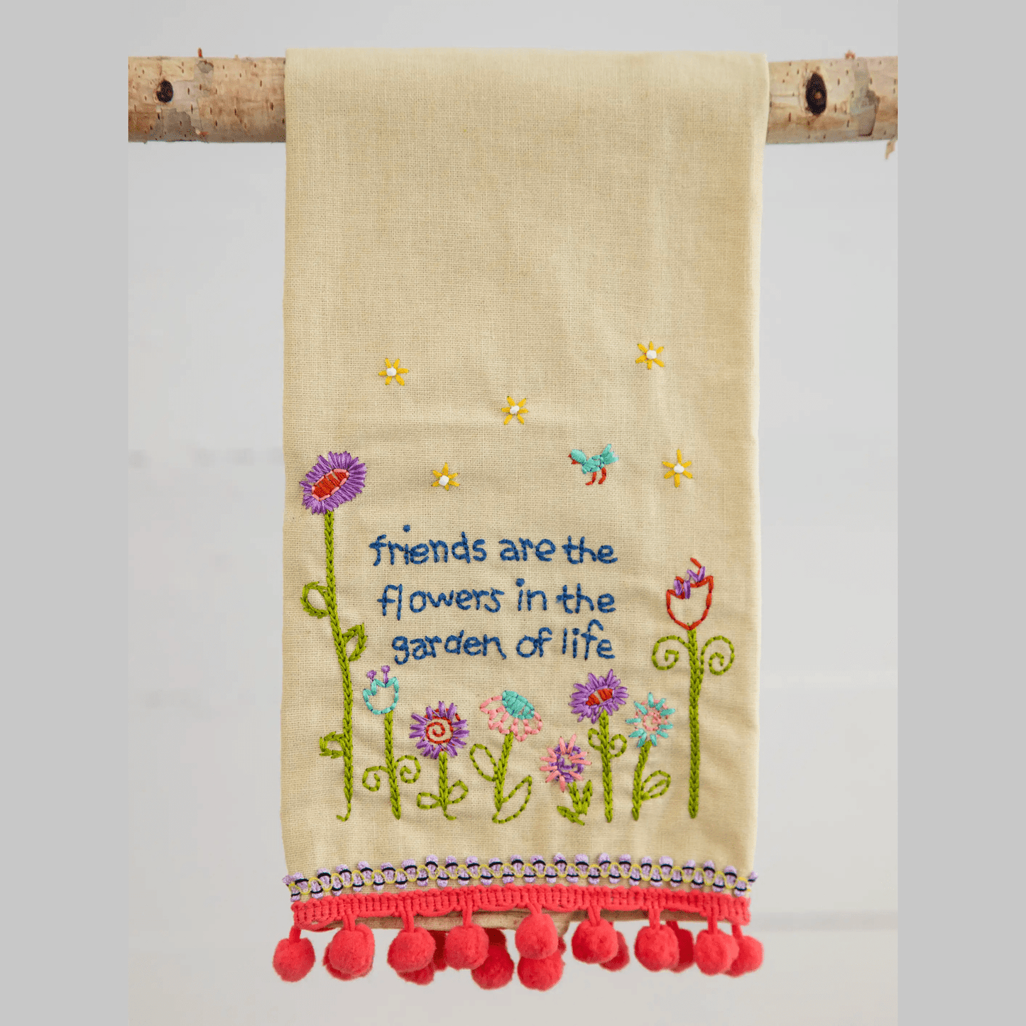 Linen Embroidered Hand Towel - Friends