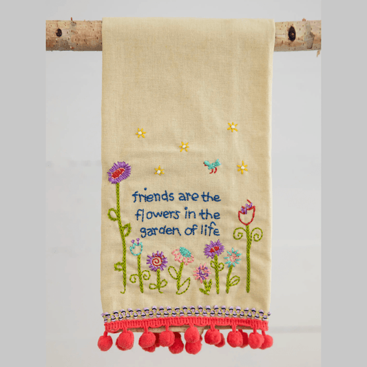 Linen Embroidered Hand Towel - Friends