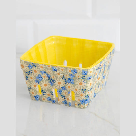 Ceramic Berry Colander - Yellow Floral