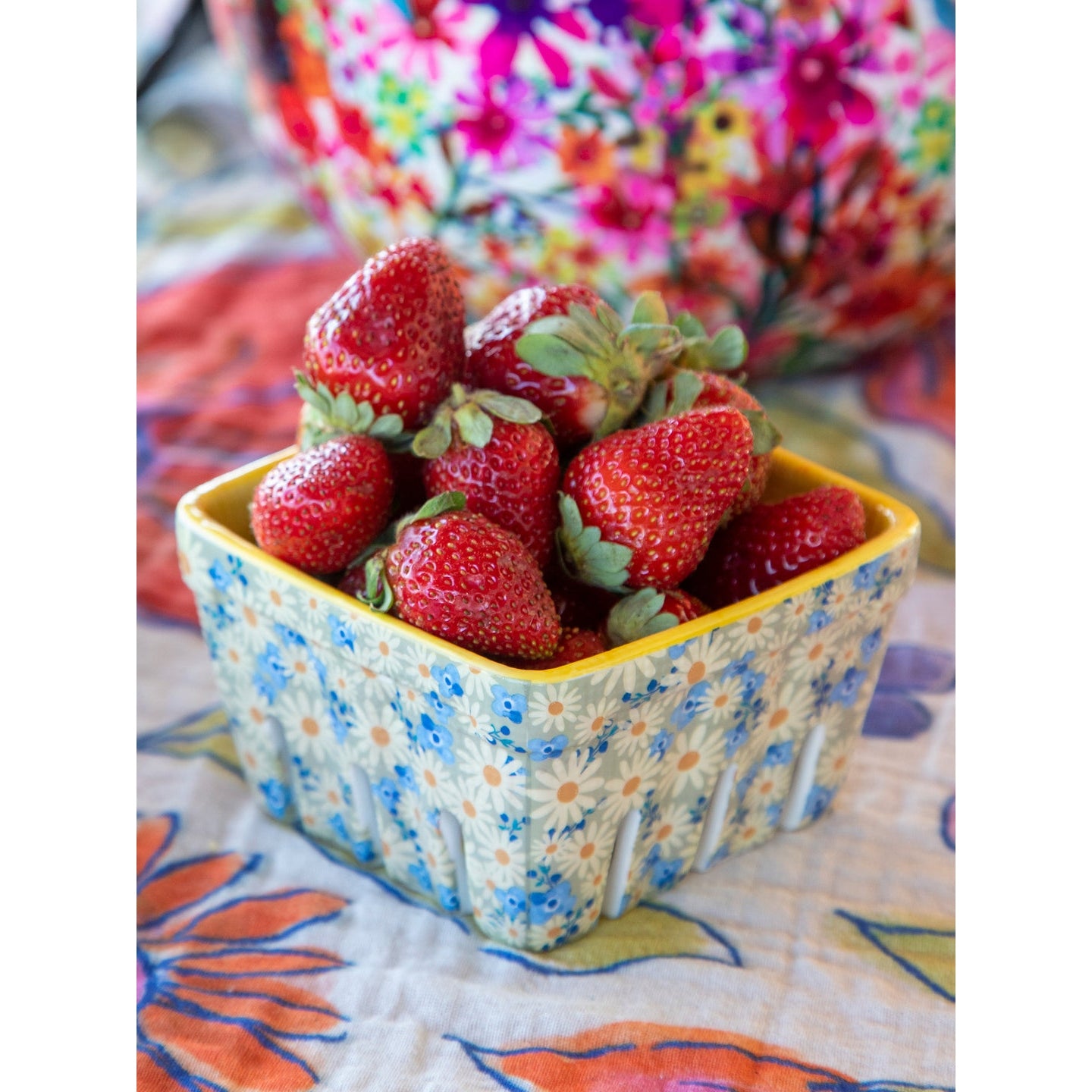 Ceramic Berry Colander - Yellow Floral