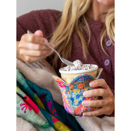 Ice Cream Cozy - Pink Folk Flower Patchwork