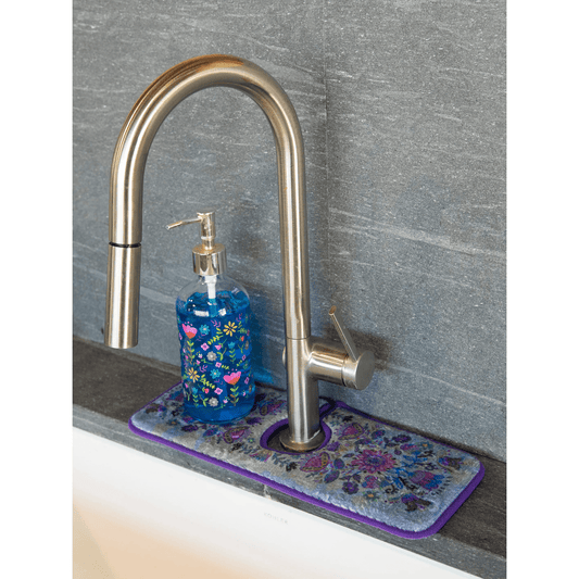 Reversible Faucet Sink Mat - Turquoise Floral