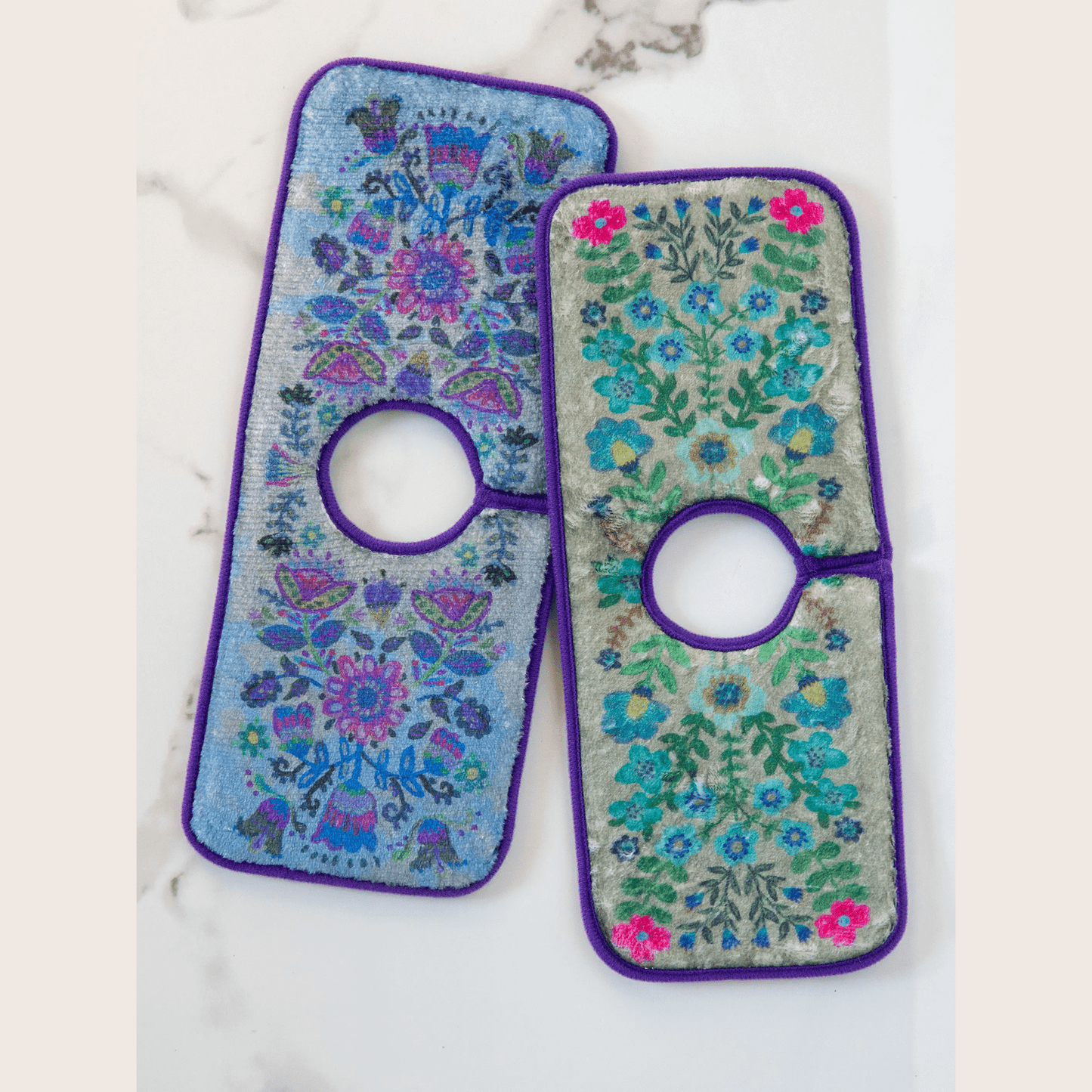 Reversible Faucet Sink Mat - Turquoise Floral