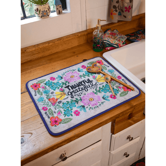 Reversible Dish Drying Mat - Thankful & Grateful