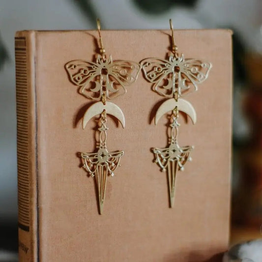 Moth Dagger Earrings