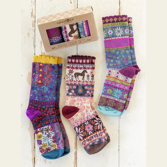 Boxed Boho Sock Set, Set of 3 - Horse