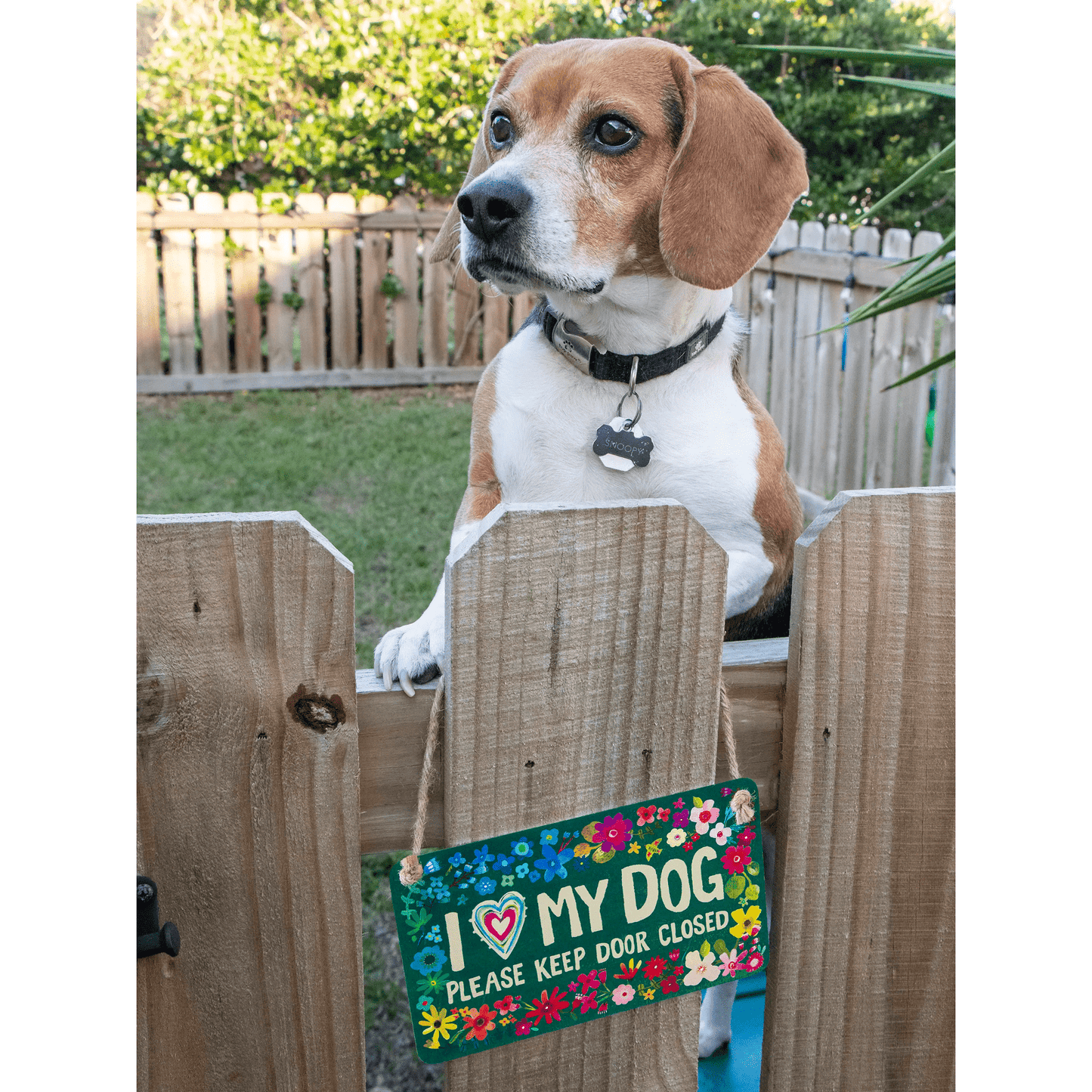 Metal Fence Sign - I Heart My Dog
