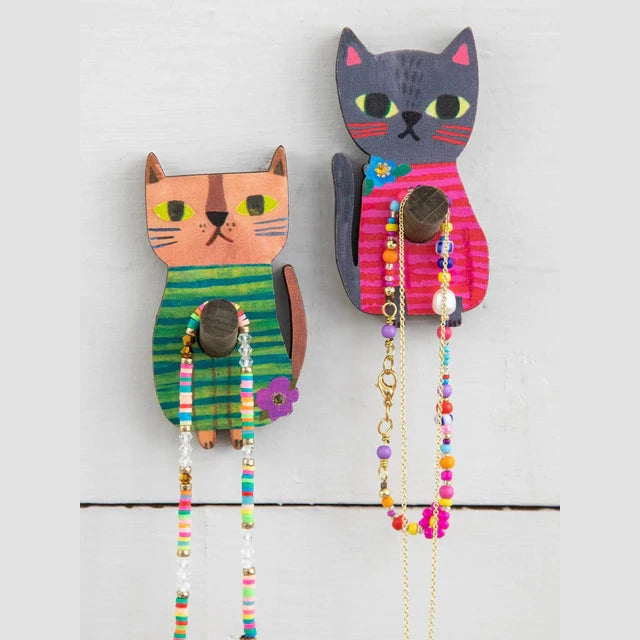 Adhesive Wooden Wall Hooks, Set of 2 - Heart - The Feral Market