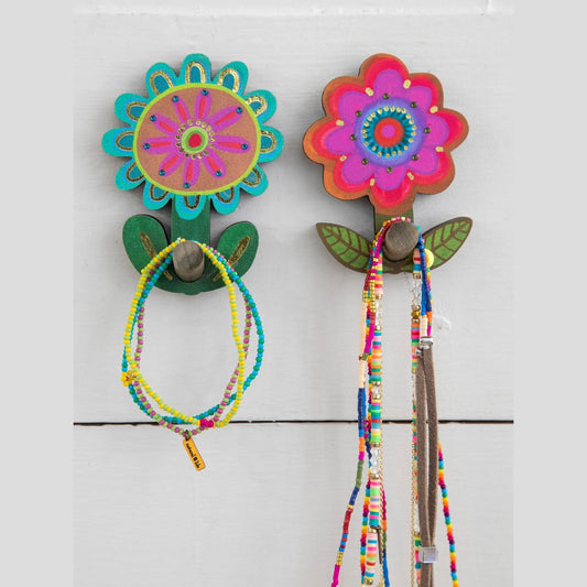 Adhesive Wooden Wall Hooks, Set of 2 - Heart