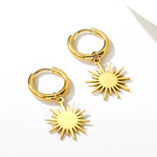 Gold Sun Mini Hoop Earrings