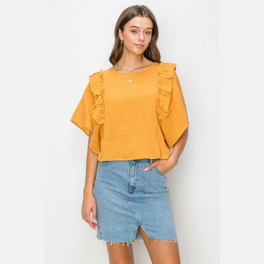 Penny Cotton Gauze Ruffle Top