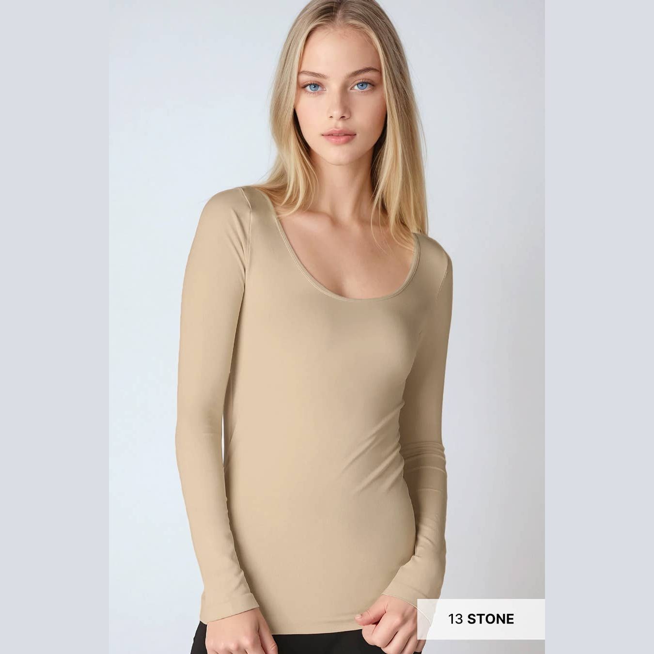 Long Sleeve Scoop Neck Top