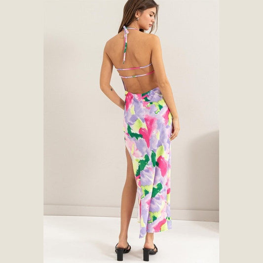 Splash Dye Backless Dress