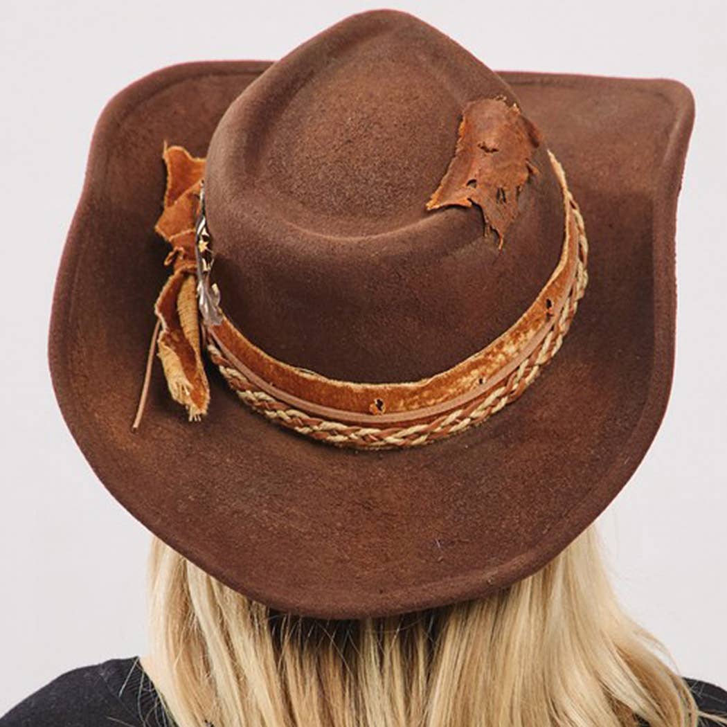 Vintage Versatile Shapeable Cowgirl & Fedora Hat With A Feat - The Feral Market