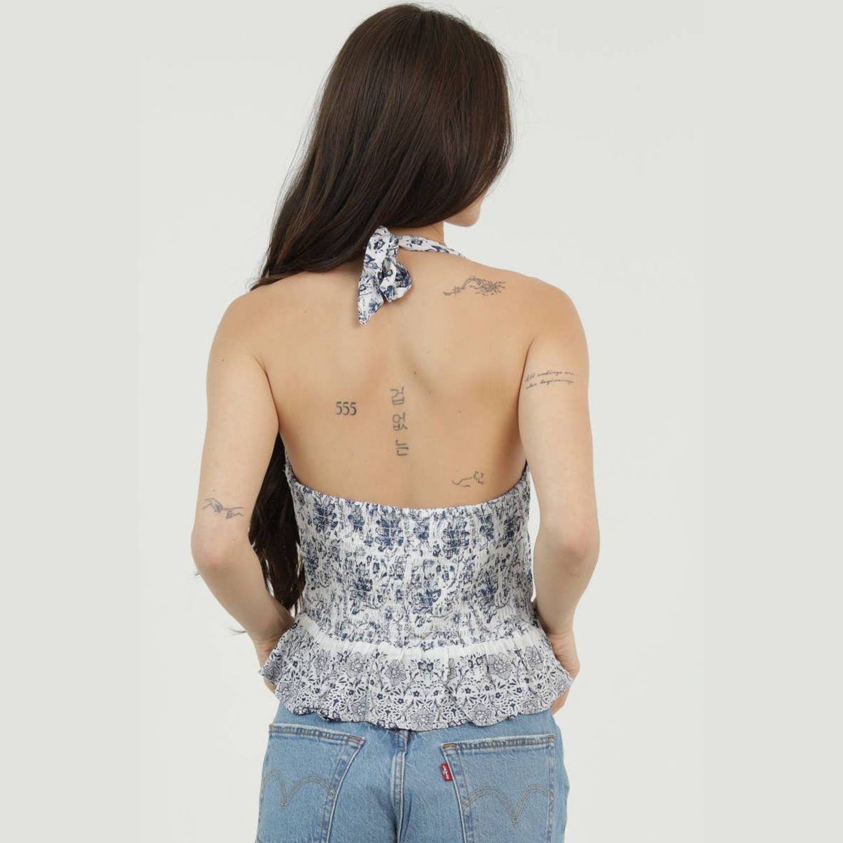 PRINTED HALTER TANK TOP