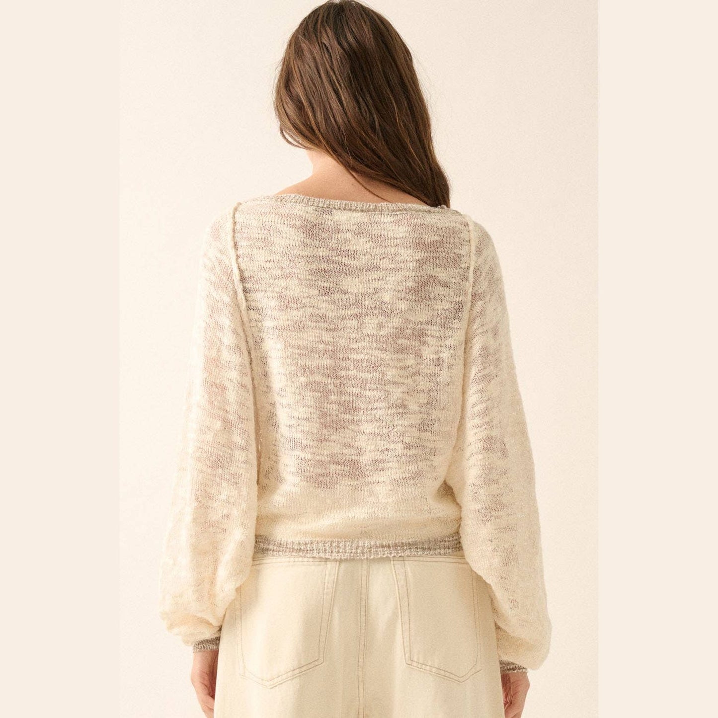 Burnout Knit Dolman-Sleeve Sweater