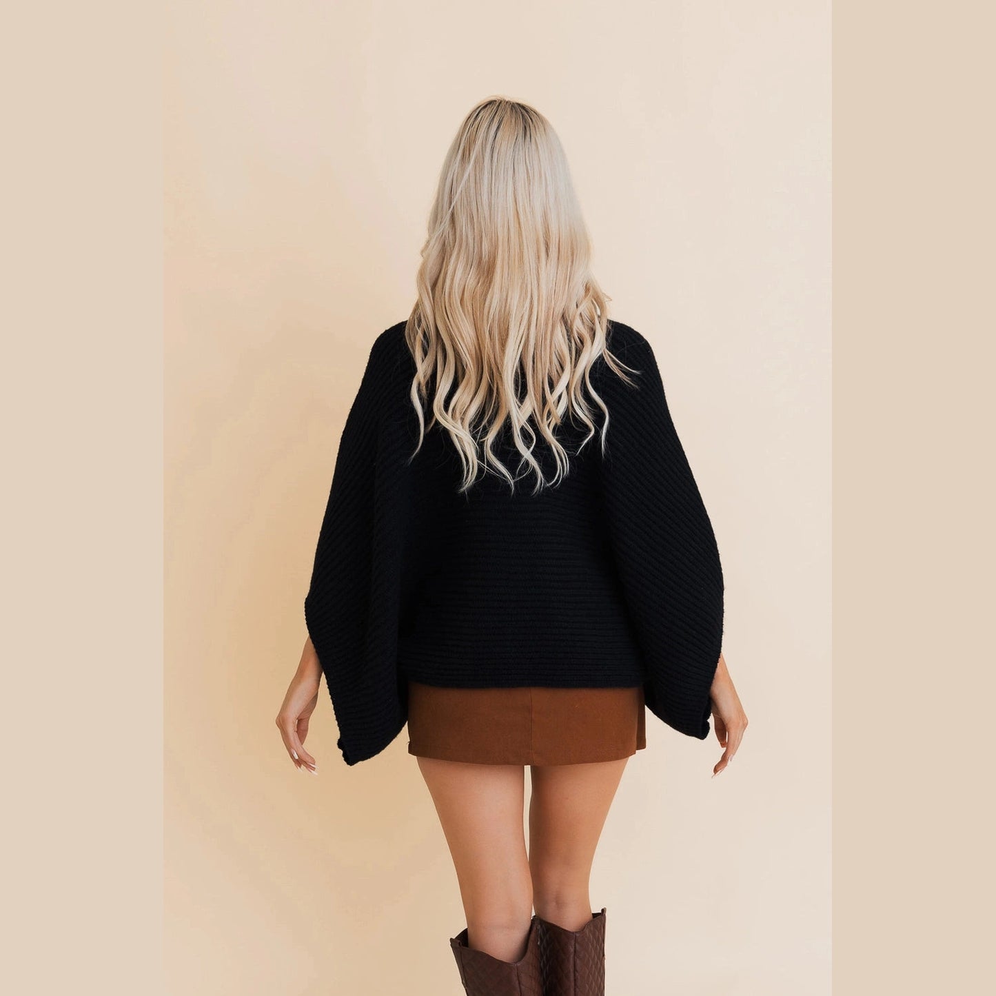 Urban Chic Ribbed Knit Sleeve Poncho