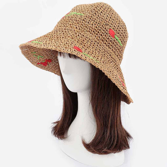 Faux Straw Cherry hat