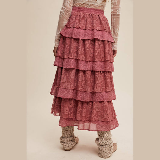 Lace Tiered Maxi Skirt