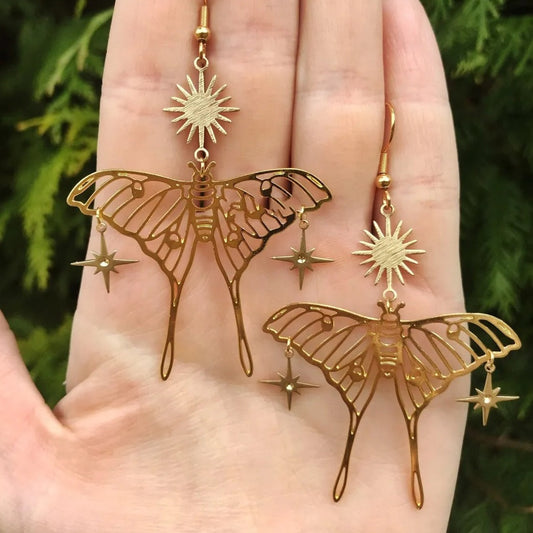 Sun Star Moth Earrings