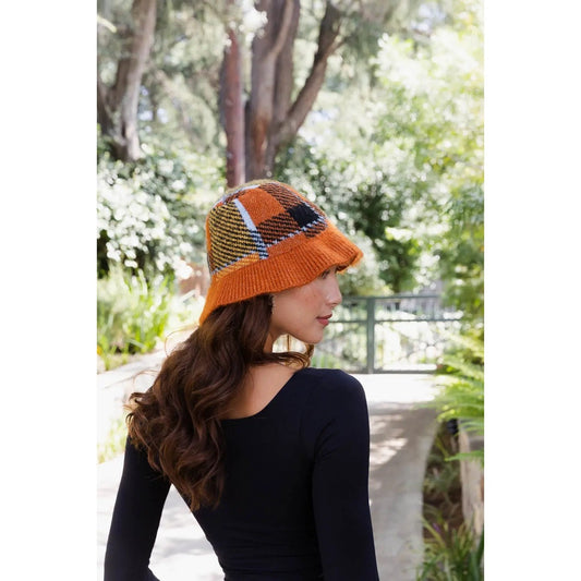 Plaid Patterned Bucket Hat Style Beanie