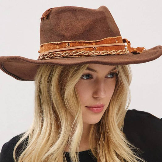Vintage Versatile Shapeable Cowgirl & Fedora Hat With A Feat - The Feral Market