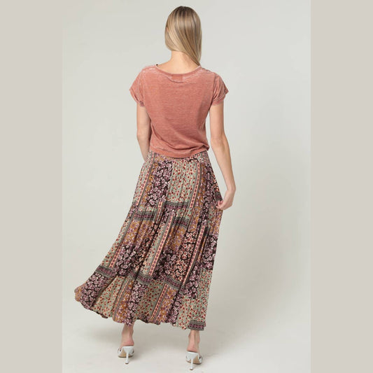 PRINTED MAXI SKIRT WITH SIDE SLIT - The Feral Market