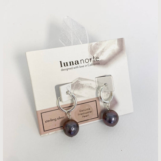 Sterling Silver Tropical Pearl Huggie Hoop Earrings